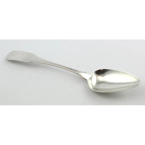 602 - Irish silver, Fiddle Pattern tablespoon hallmarked RS (Richard Sawyer) Dublin, 1806.  Weighs 2oz