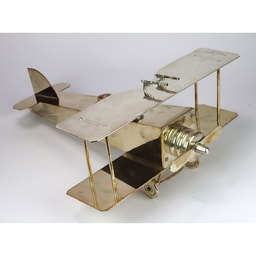 603 - Large silver plated novelty desk stand in the form of a WWI biplane, stamped 'Franz Reichenberg, Ber... 