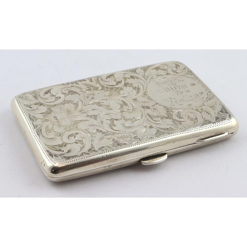 744 - Victorian floriate engraved card case hallmarked JG Birm. 1896 including a small silvergilt propelli... 