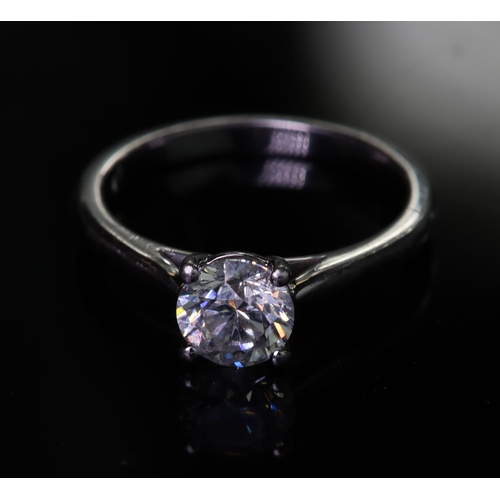 75 - Platinum solitaire ring set with single round brilliant cut diamond calculated as weighing approx. 1... 