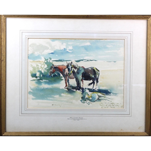 785 - Attributed to Sir Alfred Munnings P.P.R.A (British 1878-1959) Equestrian watercolour study titled, '... 