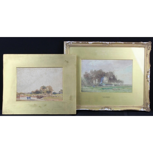 795 - Claude Hayes (1852-1922). Two watercolours, both signed by artist to lower left corner & mounted, on... 