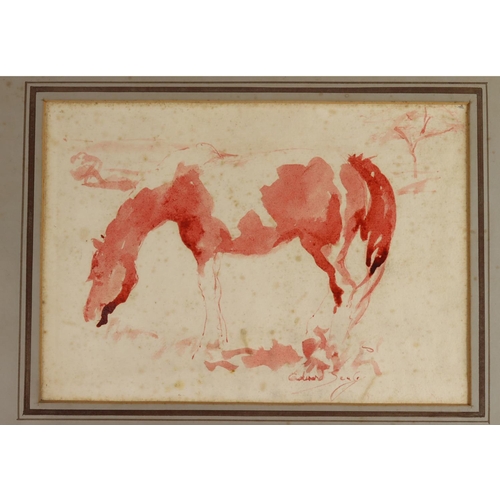 800 - Edward (Ted) Seago RBA ARWS RWS (British 1910-1974) Ink on paper. Study of a horse eating grass. Sig... 