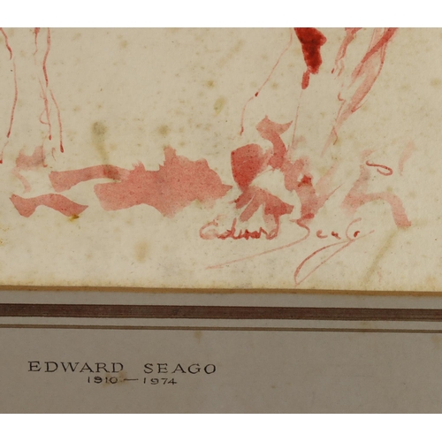 800 - Edward (Ted) Seago RBA ARWS RWS (British 1910-1974) Ink on paper. Study of a horse eating grass. Sig... 