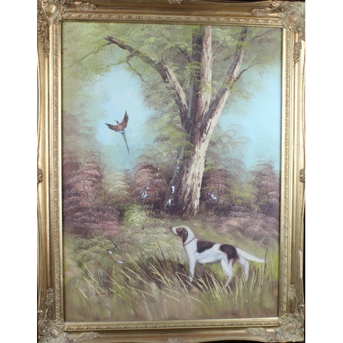 801 - Eugene Kingman (1909-1975) Signed Oil on Canvas, Hunting dog flushing out a pheasant. Oil on Canvas.... 