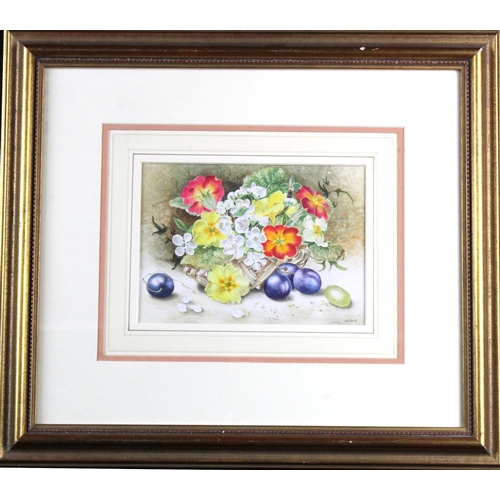 804 - Filippa Whitford (20th Century) British. Signed Watercolour. Still Life of Flowers and Grapes. Glaze... 