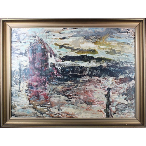 806 - Hugh Davies (Welsh d.1970) Oil on board of a Pembrokshire landscape. Measures approx 85cm x 61cm. Fr... 