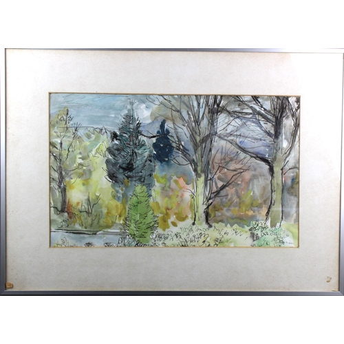 812 - John Mc Nairn (Scottish 1910 - 2009). Mixed media depicitng a Woodland Scene. Signed in pencil lower... 