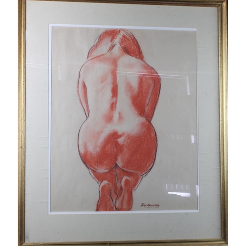 838 - Philip Meninsky (b.1922). Rubbed Conté, back view of a Nude. Signed to lower edge. Image measures ap... 