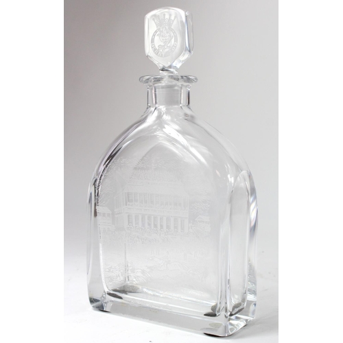 898 - Horse Racing interest. A glass decanter with stopper 'To Commemorate the 200th Consecutive English D... 