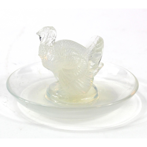 902 - Lalique pin dish depicting a Turkey, signed 'R. Lalique, France, no. 287' to base, slight chip to be... 