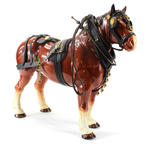 918 - Melba Ware. A collection of five large ceramic shire horses (mostly by Melba Ware), including three ... 