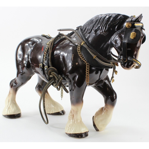 918 - Melba Ware. A collection of five large ceramic shire horses (mostly by Melba Ware), including three ... 