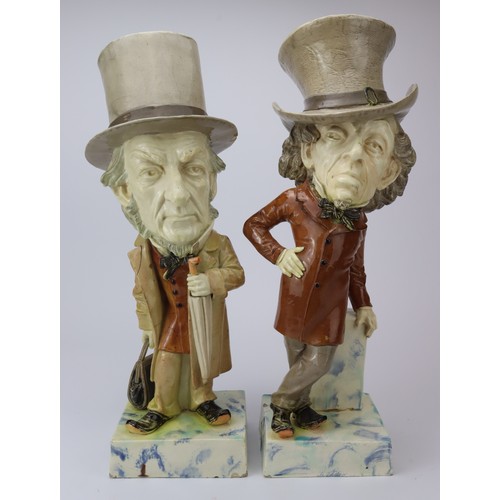 1011 - Two large pottery figures depicting Gladstone & Disraeli, thought to be made by Wayte and Ridge of S... 