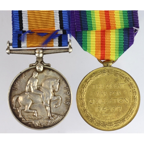 1114 - BWM & Victory medals 2953 Pte F Pritchard R Berks Regt. Enlisted 14-9-1914, not entitled to star, di... 