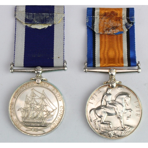 1118 - BWM (153261 F G Searle ERA 1 RN), with EDVII Naval LSGC Medal (F G Searle ERA 1CL HMS Vivid). With o... 