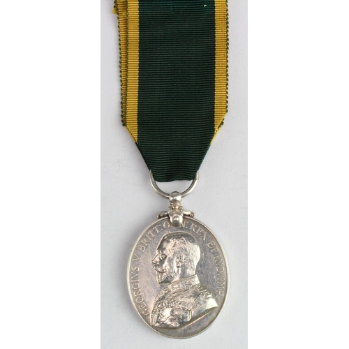 1199 - Efficiency Medal GV with Territorial clasp named to (2060 Sgt J F Arnfield RWF). Later served Merion... 