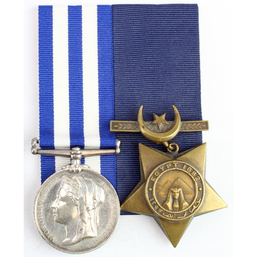 1207 - Egypt Medal dated 1882, no clasp named (S. Giles. Bo'sm. Mte. HMS Achilles). With a khedives Star 18... 