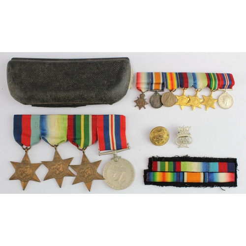 1595 - WW2 group attributed to W H McArthur who served with the Merchant Navy during WW2. Medals mounted as... 