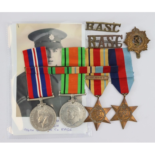 1602 - WW2 Ipswich group including 1939-45 star, Africa star, Defence and War Medals in named box to Cpl. J... 