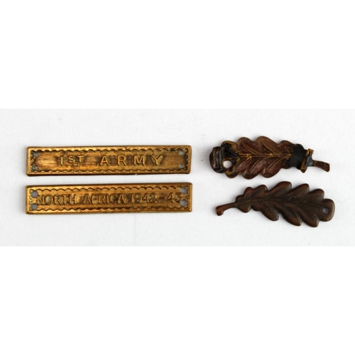 1610 - WW2 original bronze bars (2) for the Africa Star, 1st Army and North Africa 1942-43 plus 2 Mentioned... 