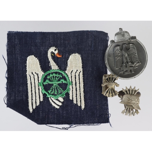 1626 - WW2 Spanish civil war badges and damaged Eastern front medal.