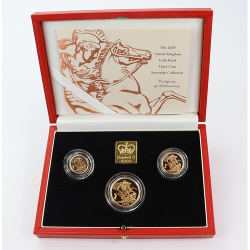 1745 - Three coin set 2000 (Two Pounds, Sovereign & Half Sovereign) Proof FDC boxed as issued