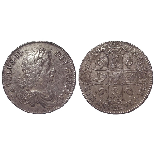 1753 - Crown 1671 V. Tertio, S.3358, deeply toned and slightly pitted GF