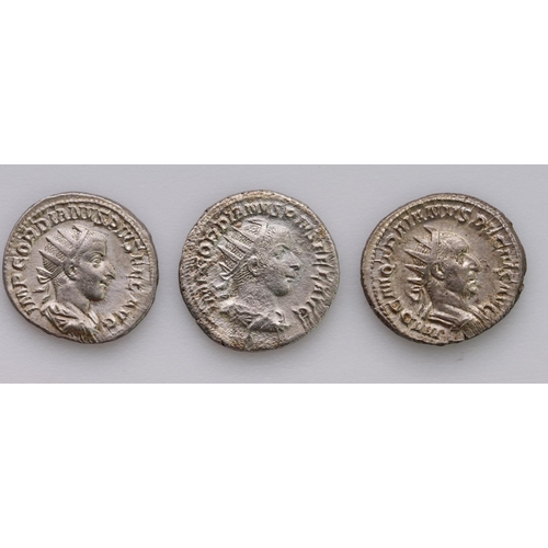 2189 - Roman Imperial silver Antoniniani (3): Trajan Decius / Abundantia standing r., 5.51g EF; Gordian III... 