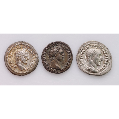 2190 - Roman Imperial silver Denarii (3): Maximinus Thrax / Salus seated l., 3.00g, VF; Caracalla / VENUS V... 