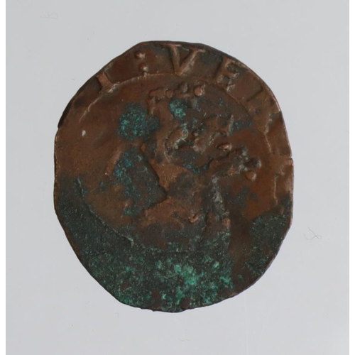 2203 - Scotland, Francis & Mary copper Lion 1558-60, 0.81g, GF with some encrustation.