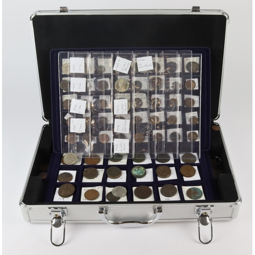 2277 - GB Coin Collection housed in a 5-tray aluminium carry case (with key): Farthings 17th-20thC includin... 