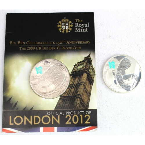 2301 - GB Crowns (2): London 2012 'Make Thoughts not your Prison' silver proof £5, lightly toned/handled EF... 