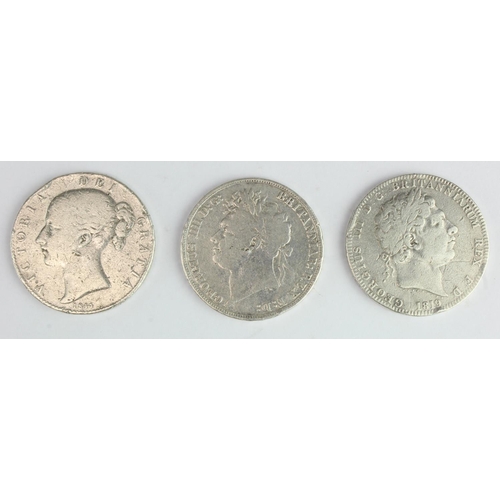 2304 - GB Crowns (3): 1819 LIX, 1822 Tertio, and 1844 stars, all cleaned Fair.