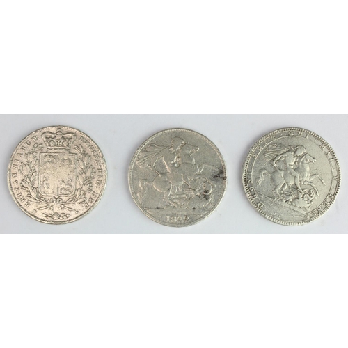 2304 - GB Crowns (3): 1819 LIX, 1822 Tertio, and 1844 stars, all cleaned Fair.