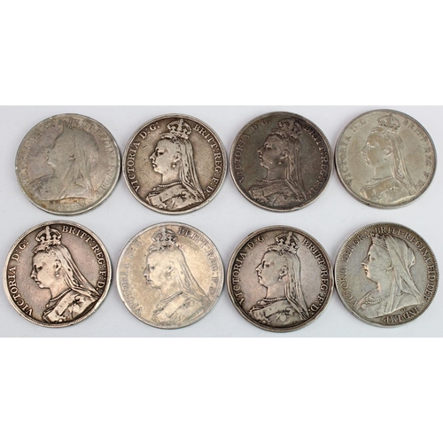 2310 - GB Crowns (8): 1887 to 1898 LXII, various, Fair to Fine.