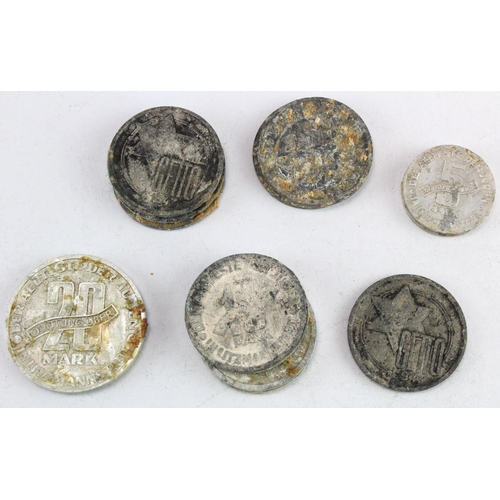 493 - Poland, Nazi Occupation, ?ód? Ghetto, (6) aluminium/alu-magnesium various from 5 Mark to 20 Mark 194... 