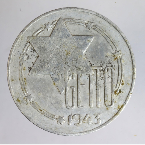 494 - Poland, Nazi Occupation, ?ód? Ghetto, aluminium 20 Mark 1943, KM# Tn4, GF with some corrosion.