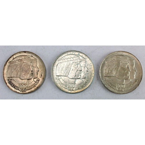 503 - Poland, Peoples Republic, (3) silver próba (pattern) 100 Zloty 1966, Pr148, EF-UNC