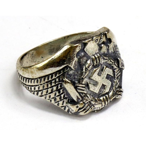 569 - German Labour mans finger ring, .925 silver marked