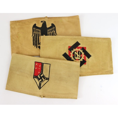 602 - German Nazi arm bands, three various types.