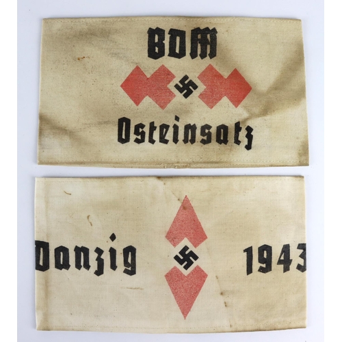 606 - German Nazi armbands Hitler youth and BDM.