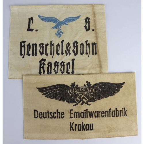 607 - German Nazi Armbands Luftschutz, Oscar Schindlers factory and one other.