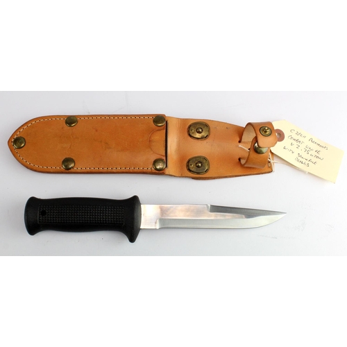 71 - Czech Paratroopers Combat Knife inc Saw and File Blades, with leather scabbard. Blade stamped '0005'... 