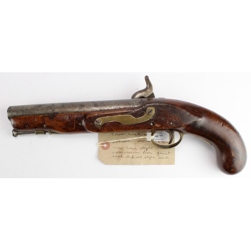 77 - Dragoon pattern, 10 Bore, Military percussion Pistol circa 1840. Round barrel 8