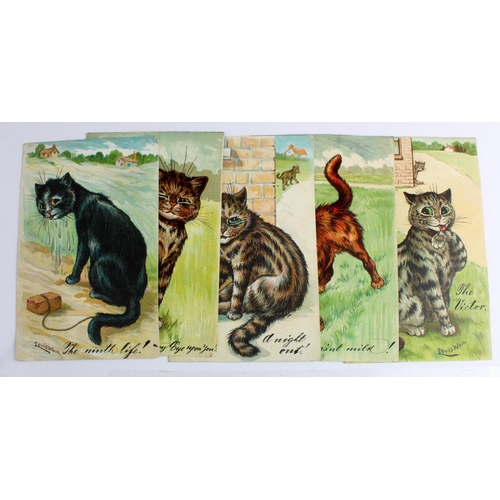 533 - Louis Wain (plain backed), postcard sized cards 'It Wasn't Milk!', 'I have my Eye upon you !', 'The ... 