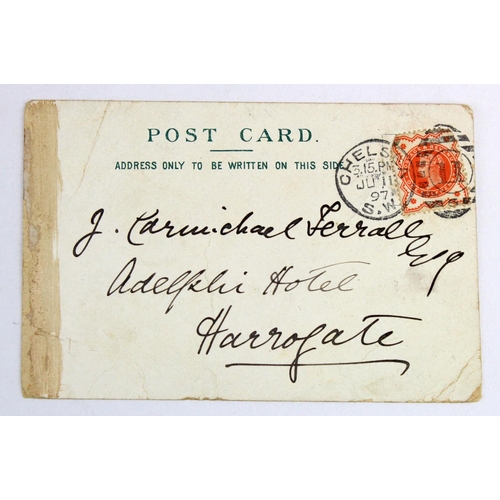 557 - Queen Victoria Diamond Jubilee postcard, postally used June 1897, in poor condition but rare item   ... 