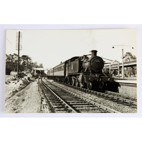 560 - Railway Station postcard. Lapworth Warwickshire (interior, with steam train), real photo no printed ... 