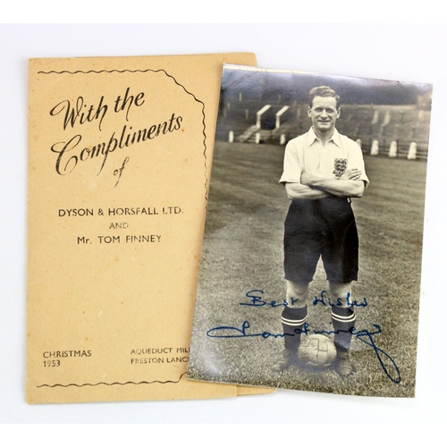 882 - Football memorabilia- Tom Finney signed photo in original presentation wallet from Dyson and Horsfal... 