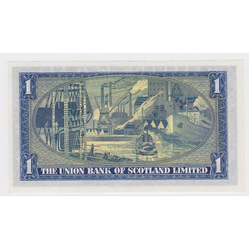 539 - Scotland, Union Bank 1 Pound dated 8th December 1952, signed John A. Morrison, serial F/18 443085 (P... 